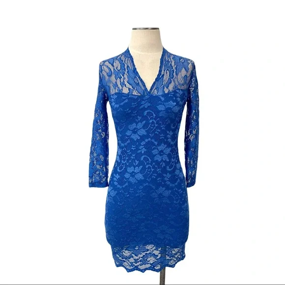 ASOS | Dresses | Asos Blue Lace Body Con Dress Size 4 | Poshmark